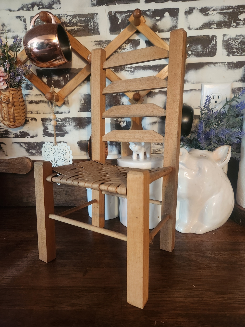 Rustic Wood Ladderback Accent Chair - Natural Brown